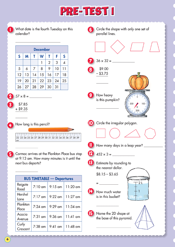 Sample interior page from the Blake's Back to Basics Year 5 NAPLAN-style Numeracy workbook as shown in the publisher gallery