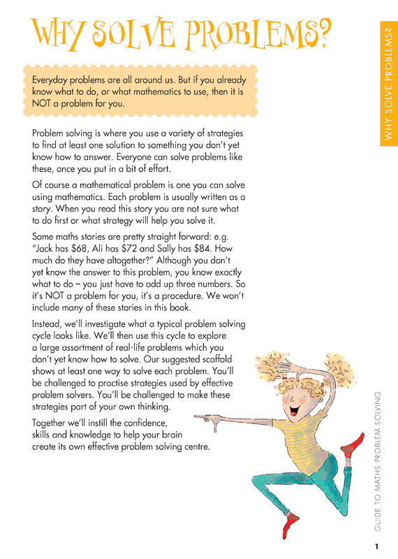 Sample interior page from Blake's Guide to Maths Problem Solving showing explanations and worked examples in colour