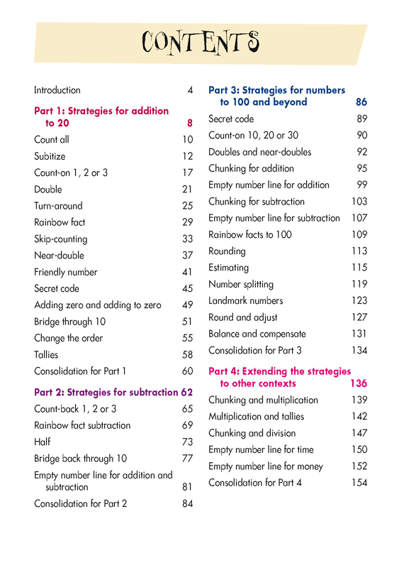 Contents page from Blake's Guide to Unlock Your Child's Natural Maths Ability listing the sections and topics covered in the guide