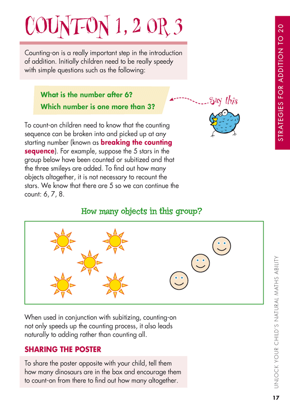 Sample interior page from Blake's Guide to Unlock Your Child's Natural Maths Ability showing explanations and worked examples in colour