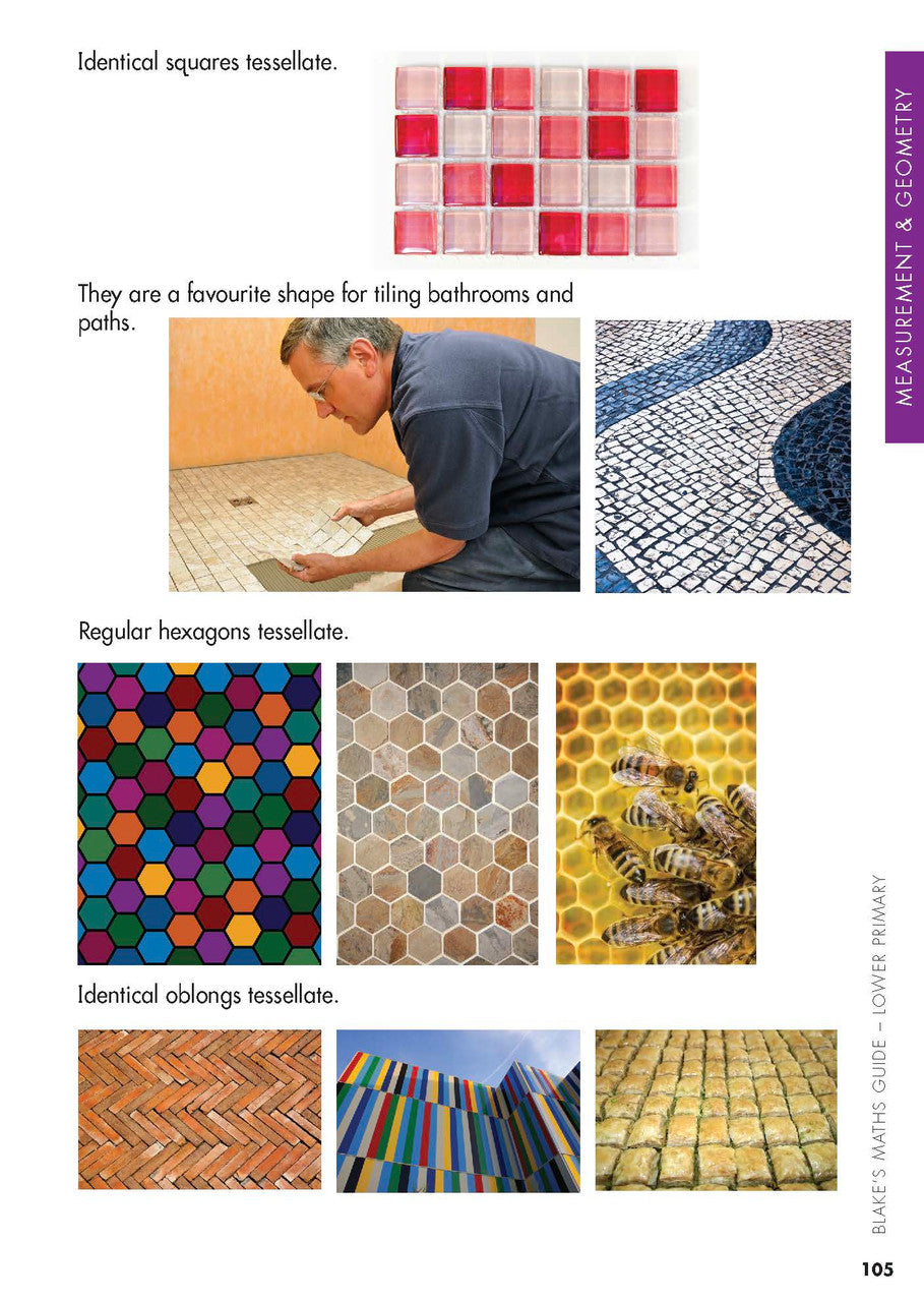 Sample interior page from Blake's Maths Guide Lower Primary showing explanations and worked examples in colour