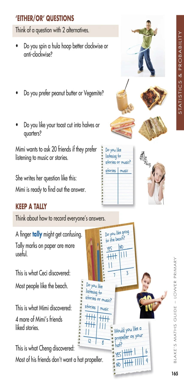 Sample interior page from Blake's Maths Guide Lower Primary showing explanations and worked examples in colour