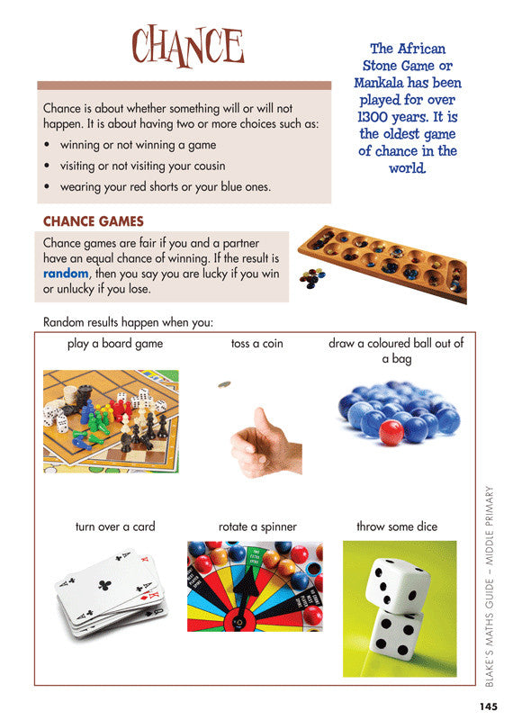 Sample interior page from Blake's Maths Guide Middle Primary showing explanations and worked examples in colour