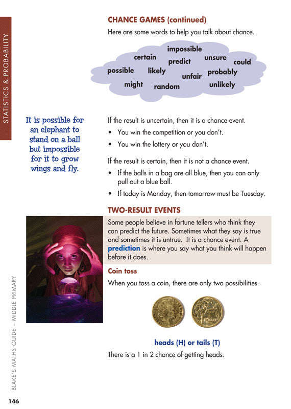 Sample interior page from Blake's Maths Guide Middle Primary showing explanations and worked examples in colour