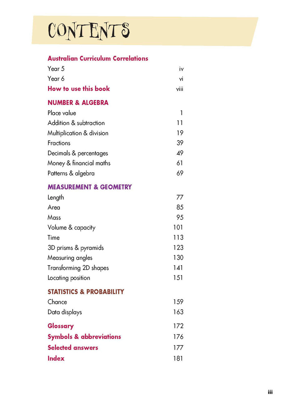 Sample interior page from Blake's Maths Guide Upper Primary showing explanations and worked examples in colour