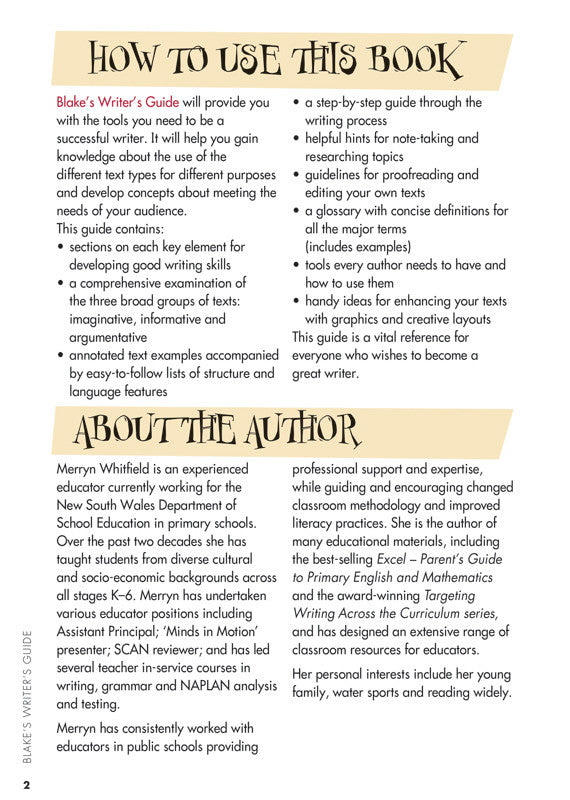 Sample interior page from Blake's Writer's Guide for primary students as shown in the publisher gallery