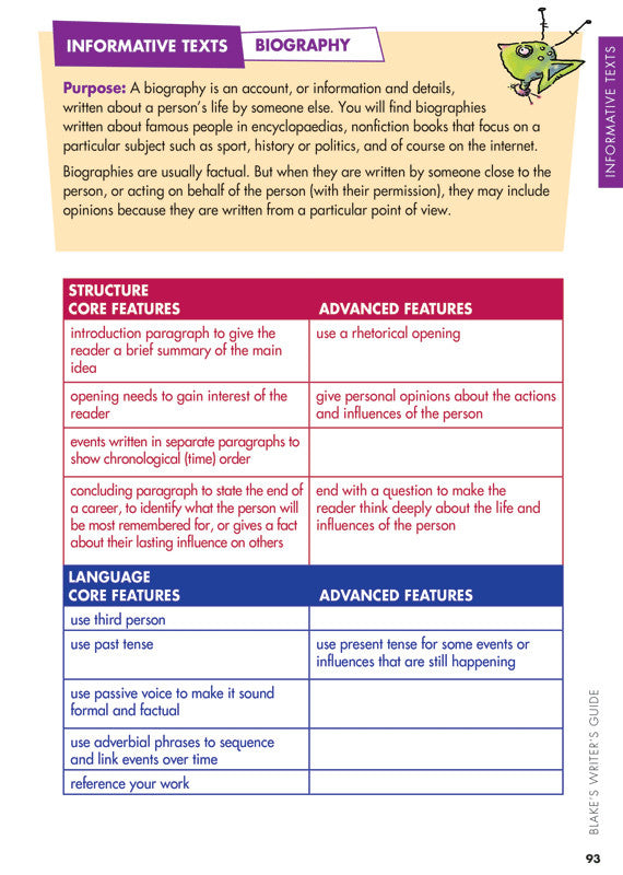 Sample interior page from Blake's Writer's Guide for primary students as shown in the publisher gallery