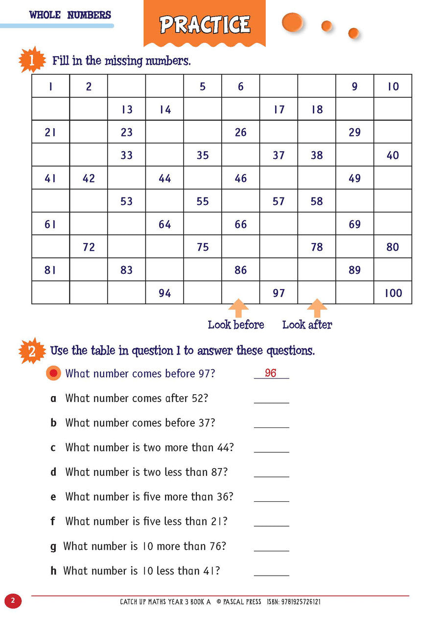 Sample page from Catch-Up Maths Year 3 Book A, shown in the publisher's preview gallery