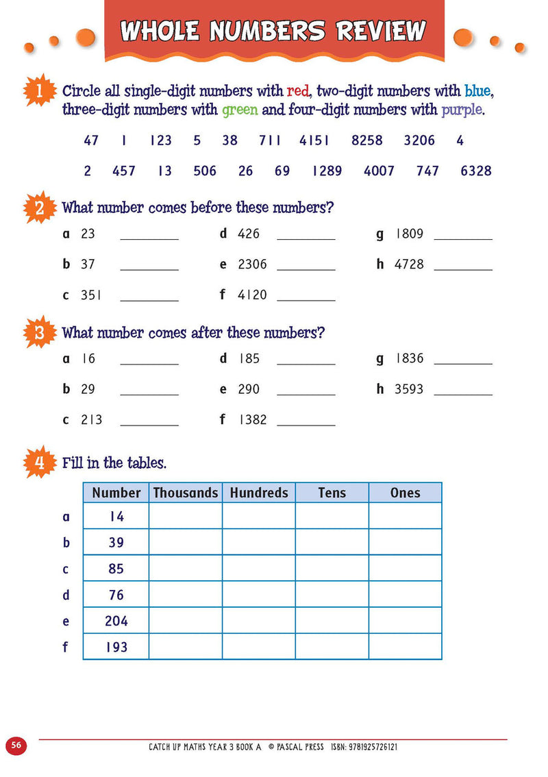 Sample page from Catch-Up Maths Year 3 Book A, shown in the publisher's preview gallery