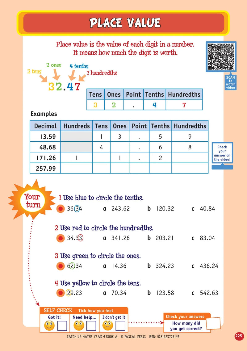 Sample page from Catch-Up Maths Year 4 Book A, shown in the publisher's preview gallery