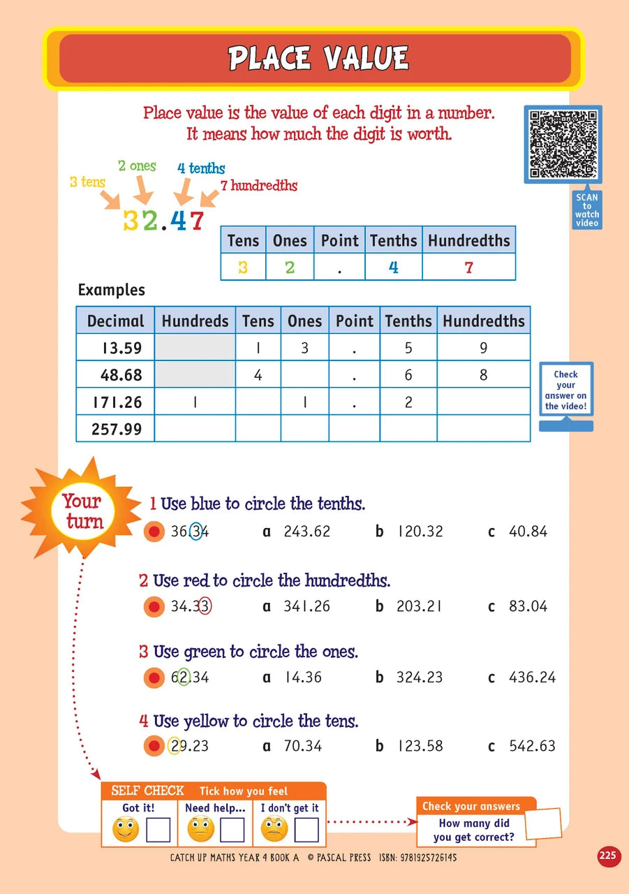 Sample page from Catch-Up Maths Year 4 Book A, shown in the publisher's preview gallery