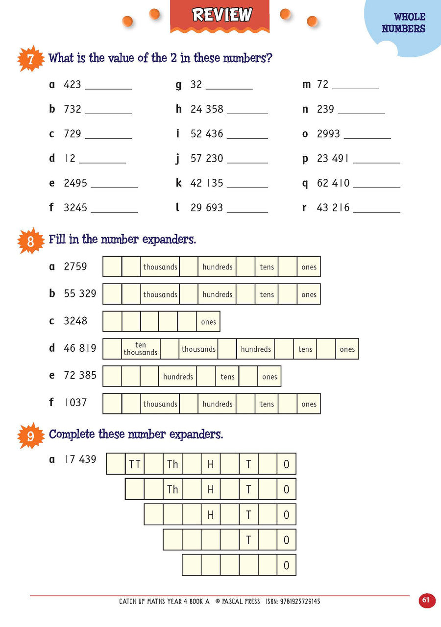Sample page from Catch-Up Maths Year 4 Book A, shown in the publisher's preview gallery