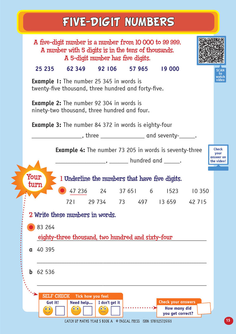 Sample page from Catch-Up Maths Year 5 Book A, shown in the publisher's preview gallery