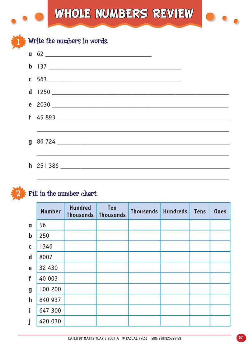 Sample page from Catch-Up Maths Year 5 Book A, shown in the publisher's preview gallery