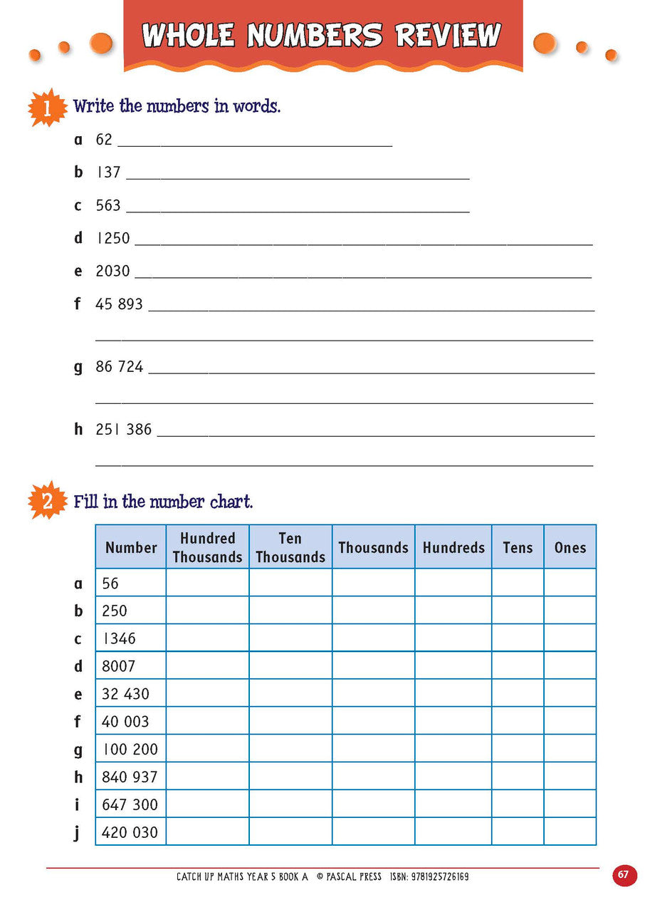 Sample page from Catch-Up Maths Year 5 Book A, shown in the publisher's preview gallery