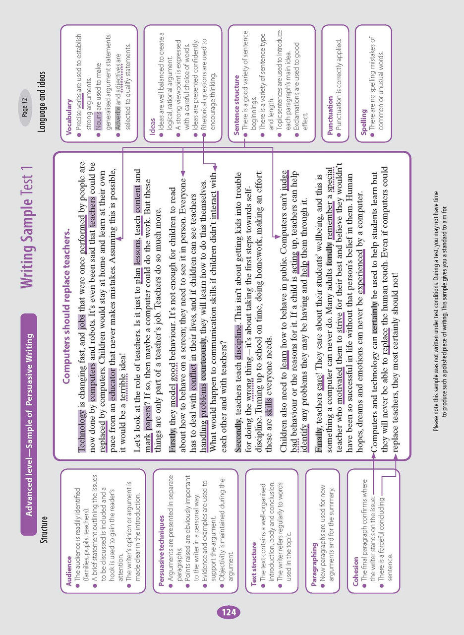 Sample interior page from the Excel Advanced Year 5 NAPLAN-style Tests workbook as shown in the publisher gallery