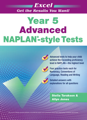 Sample interior page from the Excel Advanced Year 5 NAPLAN-style Tests workbook as shown in the publisher gallery