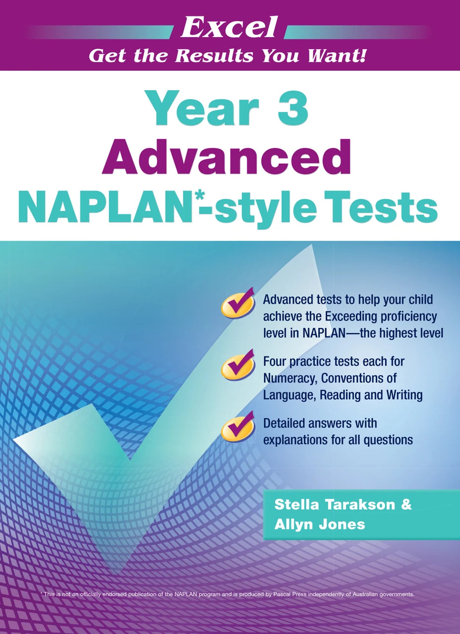 Sample interior page from the Excel Advanced Year 3 NAPLAN-style Tests workbook as shown in the publisher gallery