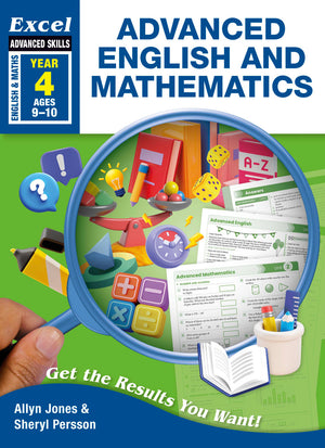 Front cover of the Excel Advanced Skills Advanced English and Mathematics Year 4 workbook published by Pascal Press