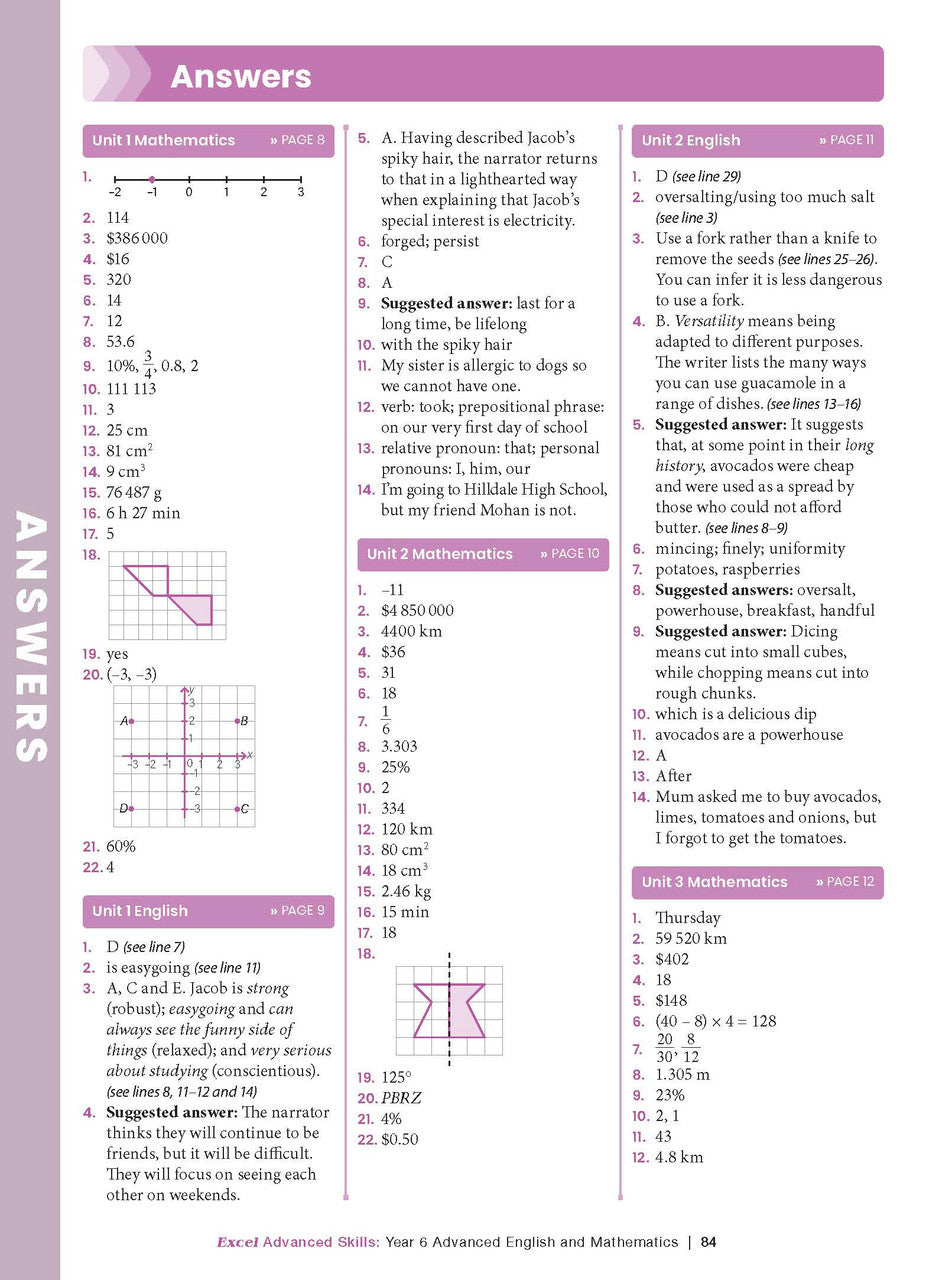 Sample interior page from the Excel Advanced Skills Advanced English and Mathematics Year 6 workbook, the thirteenth image in the publisher gallery