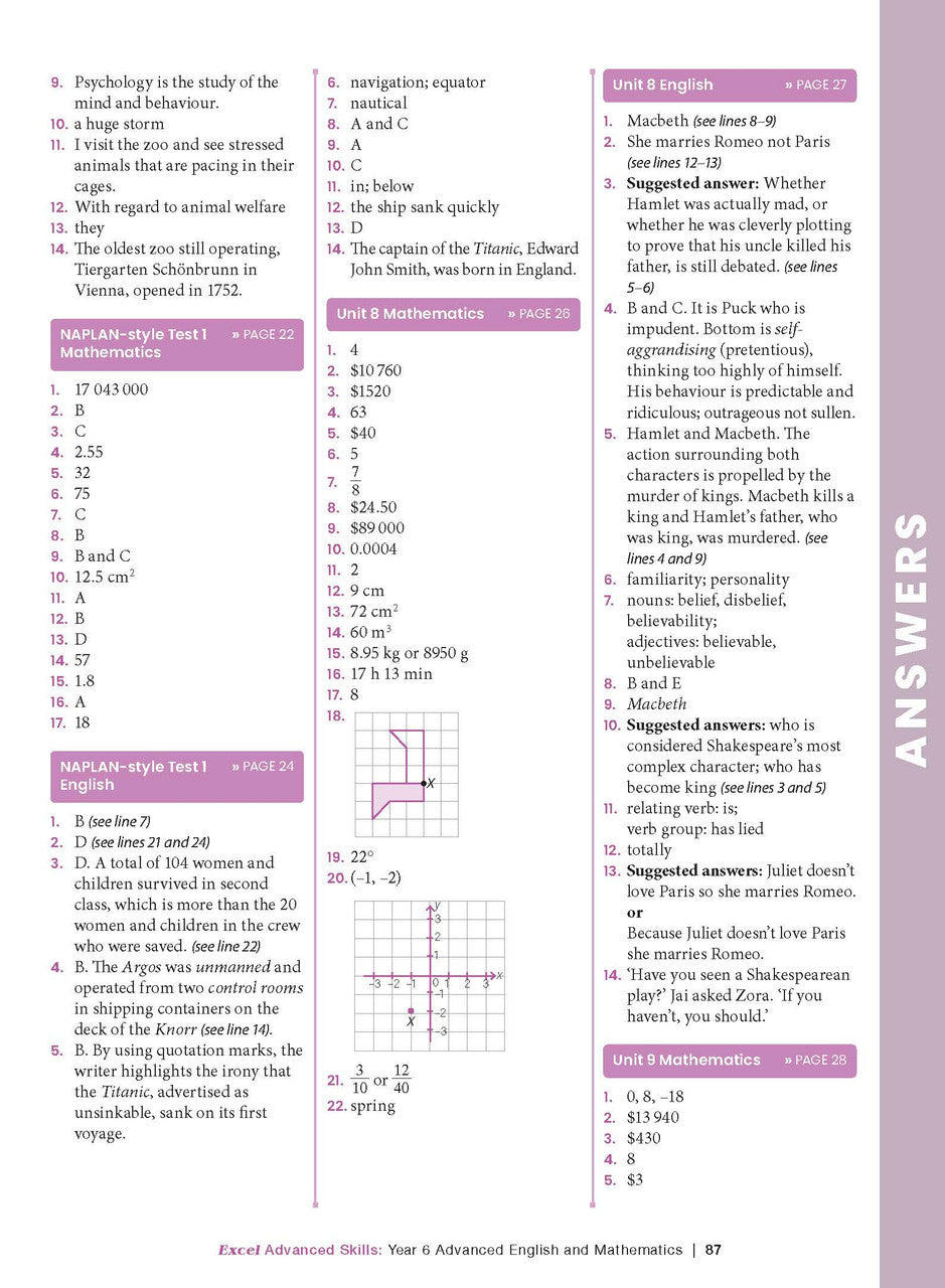 Sample interior page from the Excel Advanced Skills Advanced English and Mathematics Year 6 workbook, the fourteenth image in the publisher gallery