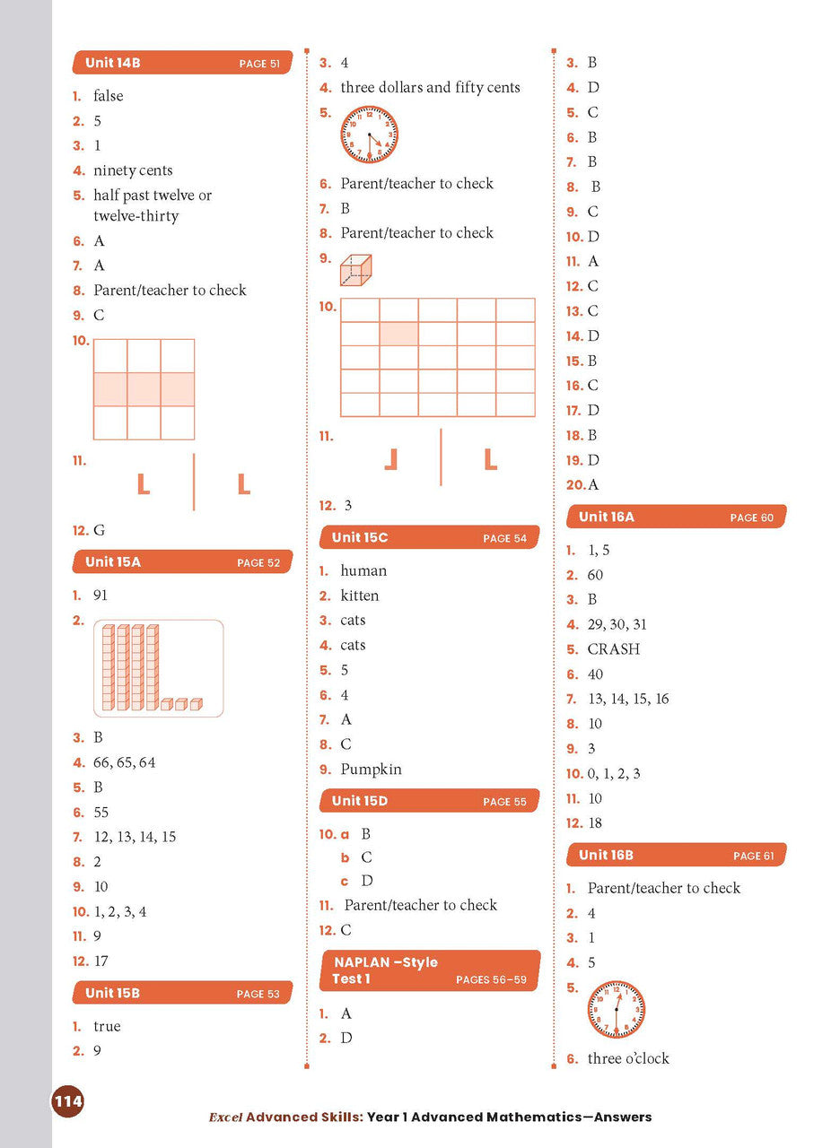 Sample interior page from the Excel Advanced Skills Advanced Mathematics Year 1 workbook showing extension maths questions as shown in the Pascal Press gallery