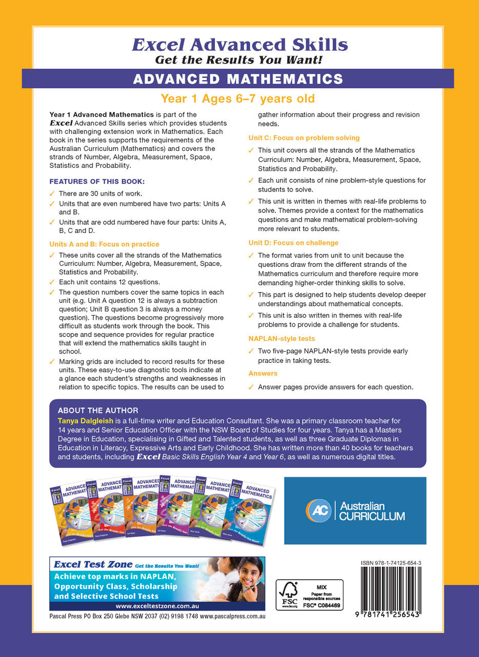 Further page image from the Pascal Press gallery for the Excel Advanced Skills Advanced Mathematics Year 1 workbook, such as the back cover or a closing page