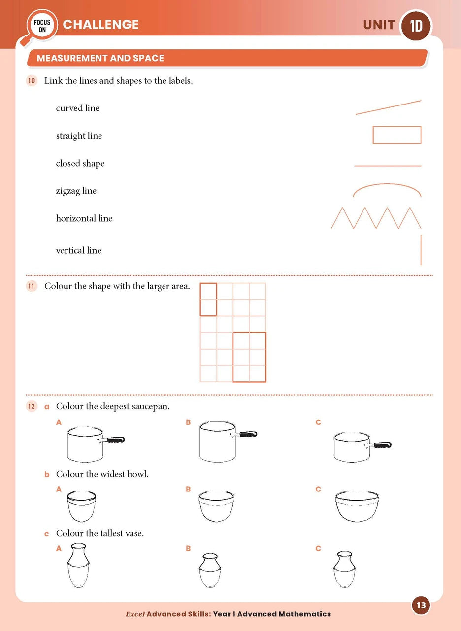 Sample interior page from the Excel Advanced Skills Advanced Mathematics Year 1 workbook showing extension maths questions as shown in the Pascal Press gallery