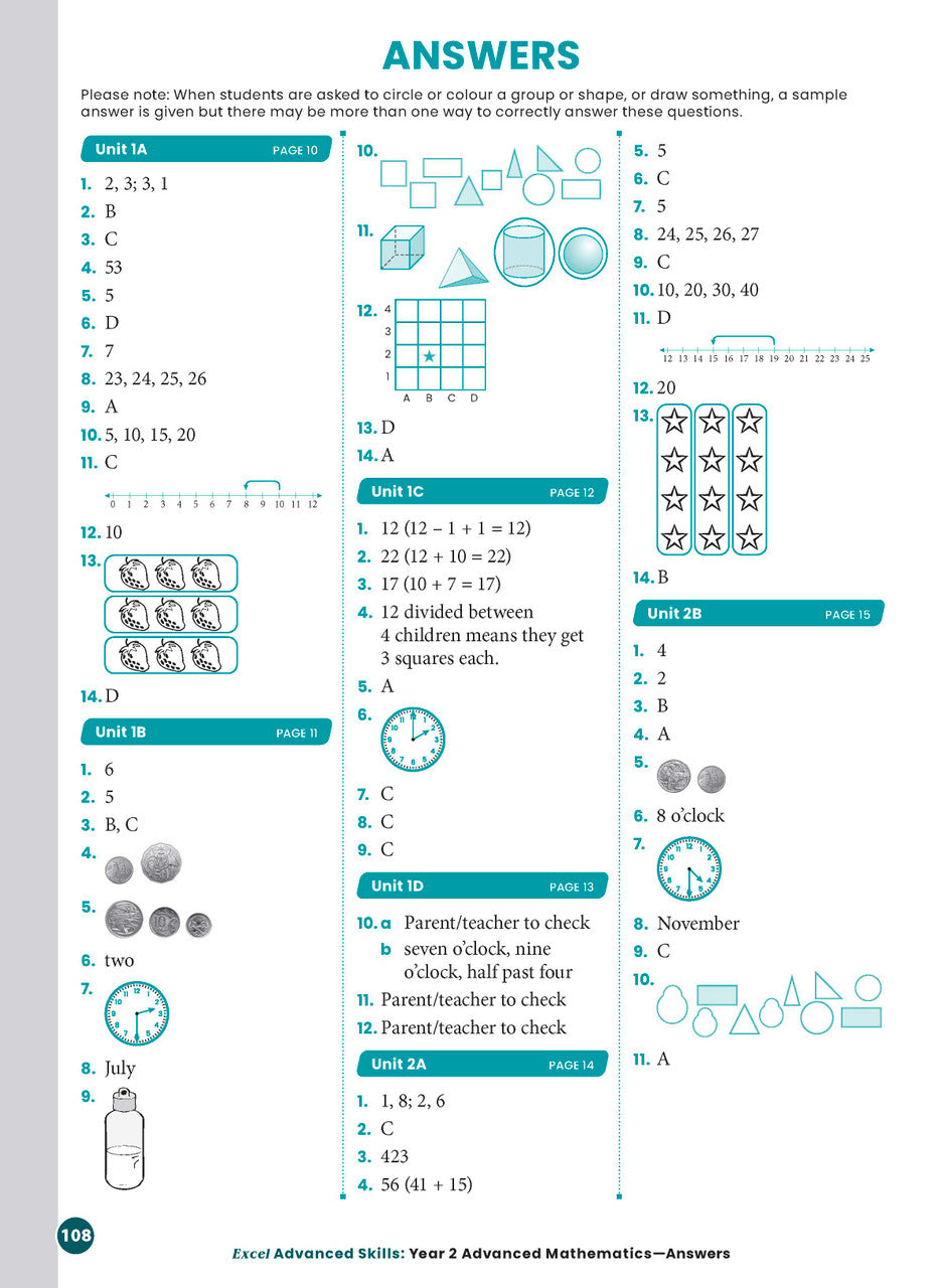 Sample interior page from the Excel Advanced Skills Advanced Mathematics Year 2 workbook showing extension maths questions as shown in the Pascal Press gallery