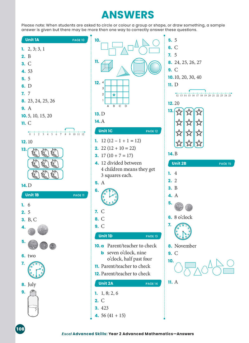Sample interior page from the Excel Advanced Skills Advanced Mathematics Year 2 workbook showing extension maths questions as shown in the Pascal Press gallery