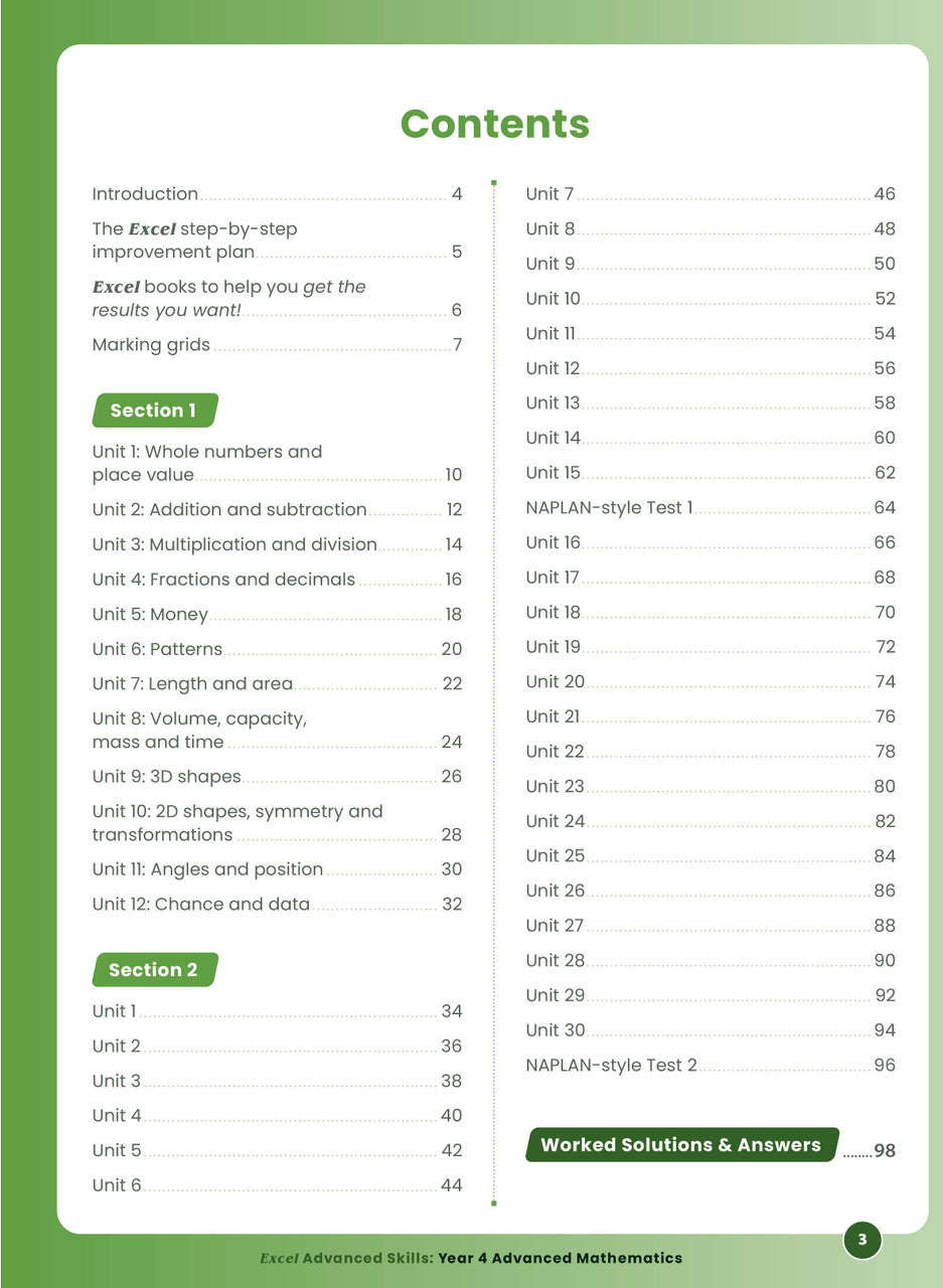 Sample interior page from the Excel Advanced Skills Advanced Mathematics Year 4 workbook showing extension maths questions as shown in the Pascal Press gallery