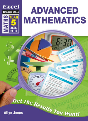 Front cover of the Excel Advanced Skills Advanced Mathematics Year 5 workbook by Allyn Jones from Pascal Press, shown as the main product image