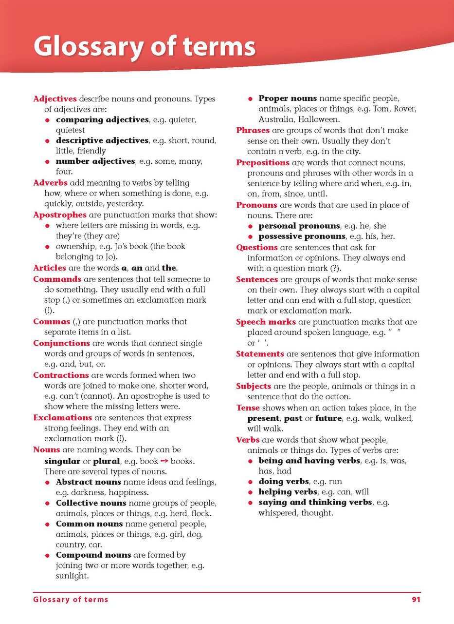 Sample interior page 91 from Excel Grammar and Punctuation Workbook Year 3 showing the workbook's English activities and questions