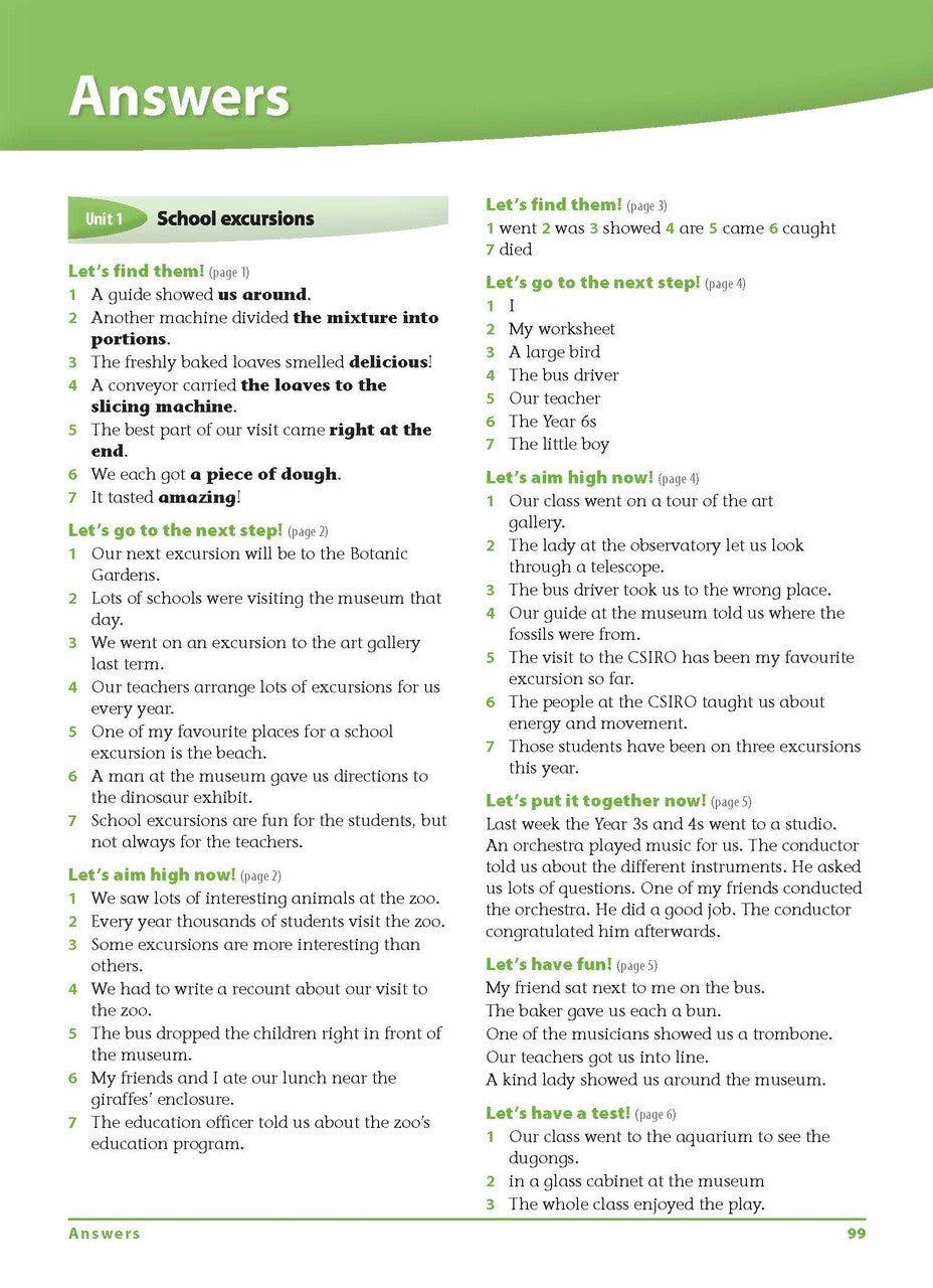 Sample interior page 99 from Excel Grammar and Punctuation Workbook Year 4 showing the workbook's English activities and questions