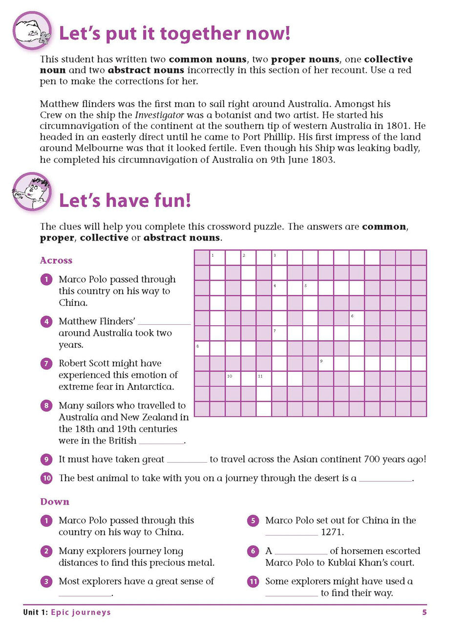 Sample interior page from Excel Advanced Skills Grammar and Punctuation Workbook Year 6 showing practice activities and exercises for students