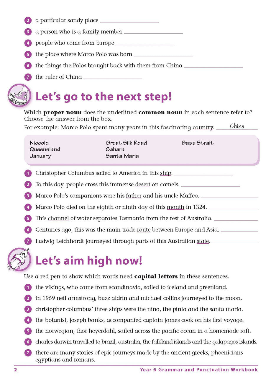 Sample interior page from Excel Advanced Skills Grammar and Punctuation Workbook Year 6 showing practice activities and exercises for students