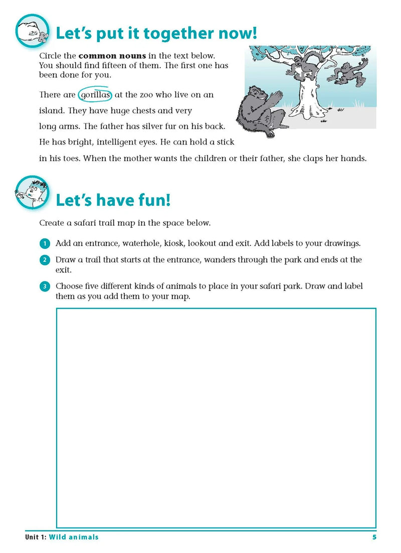 Sample interior page 5 from Excel Grammar and Punctuation Workbook Year 2 showing the workbook's English activities and questions