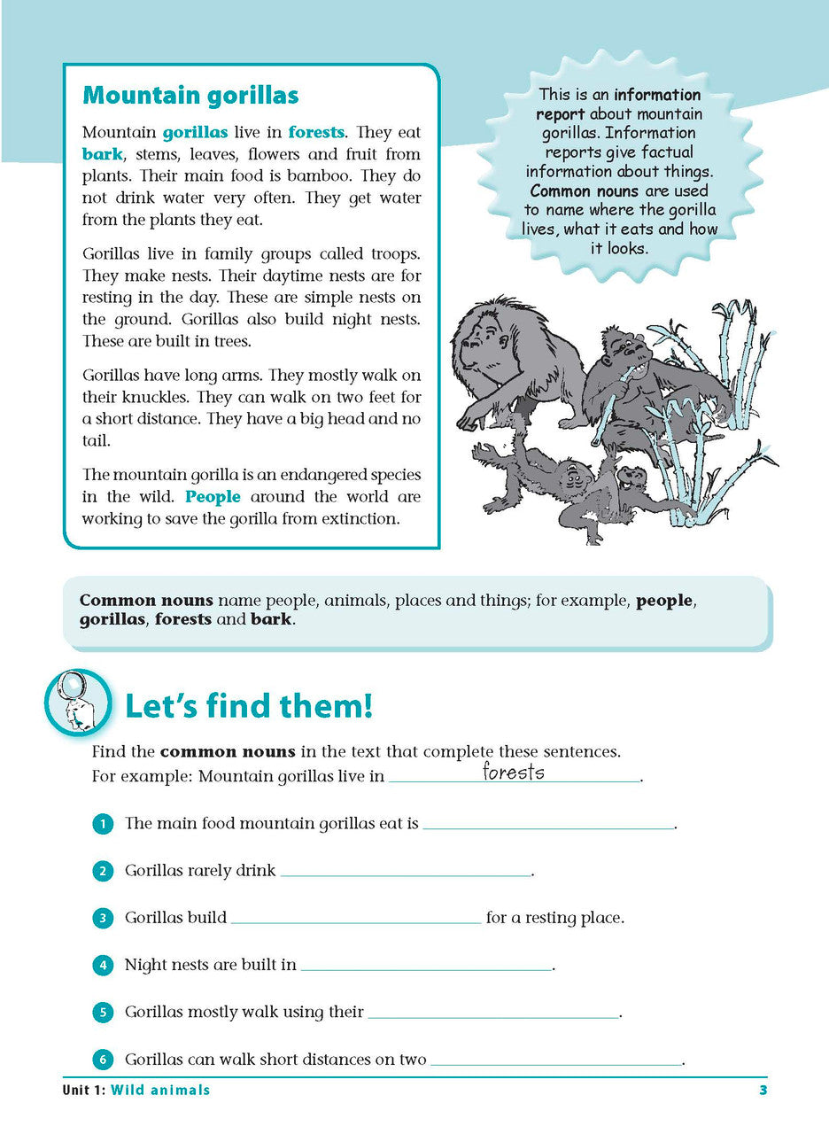 Sample interior page 3 from Excel Grammar and Punctuation Workbook Year 2 showing the workbook's English activities and questions