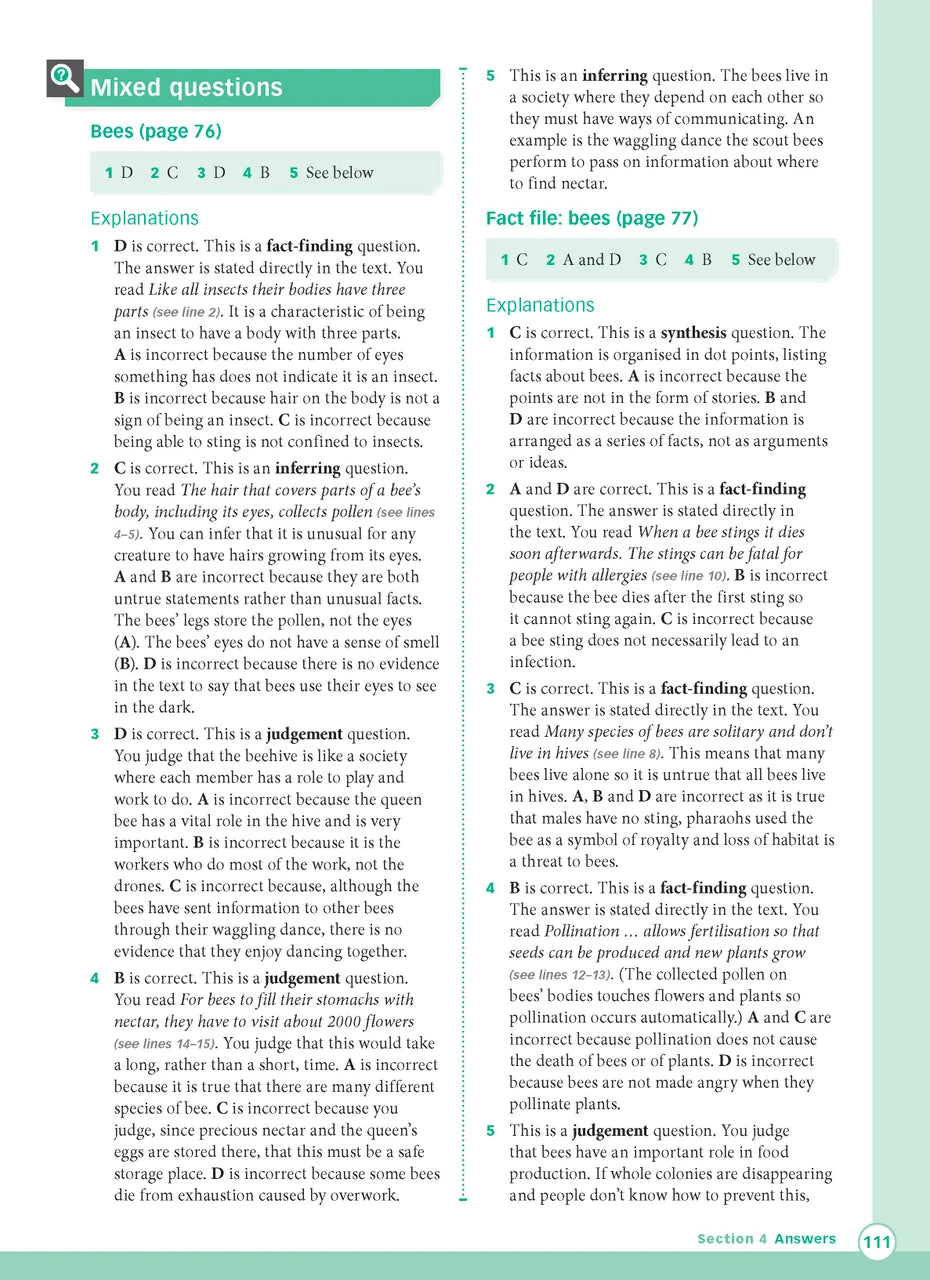 Sample interior page from Excel Advanced Skills Reading and Comprehension Workbook Year 3 showing practice activities and exercises for students