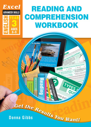 Front cover of Excel Advanced Skills Reading and Comprehension Workbook Year 3, a Pascal Press Excel Advanced Skills paperback English workbook for primary students