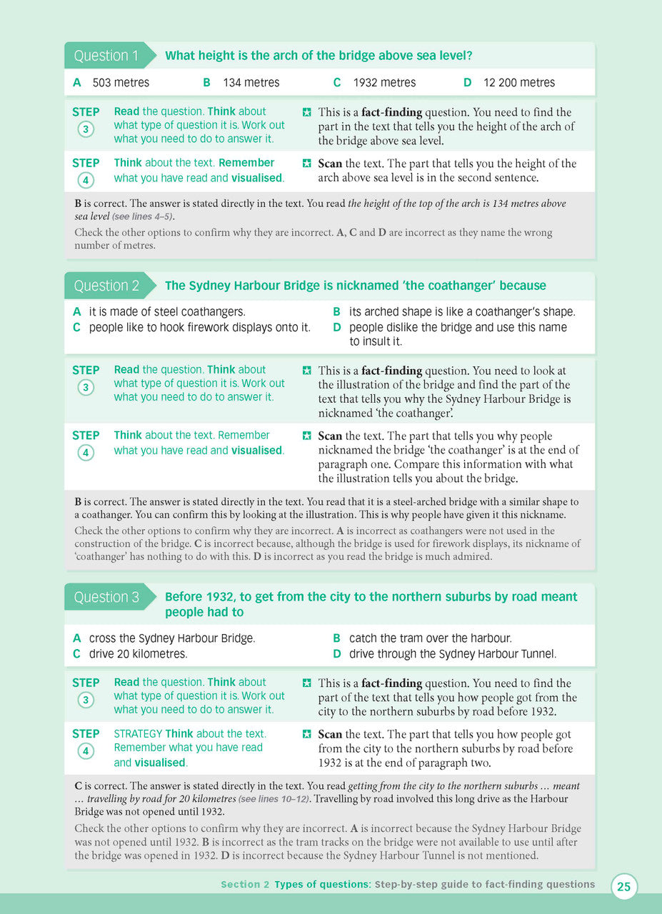 Sample interior page from Excel Advanced Skills Reading and Comprehension Workbook Year 3 showing practice activities and exercises for students