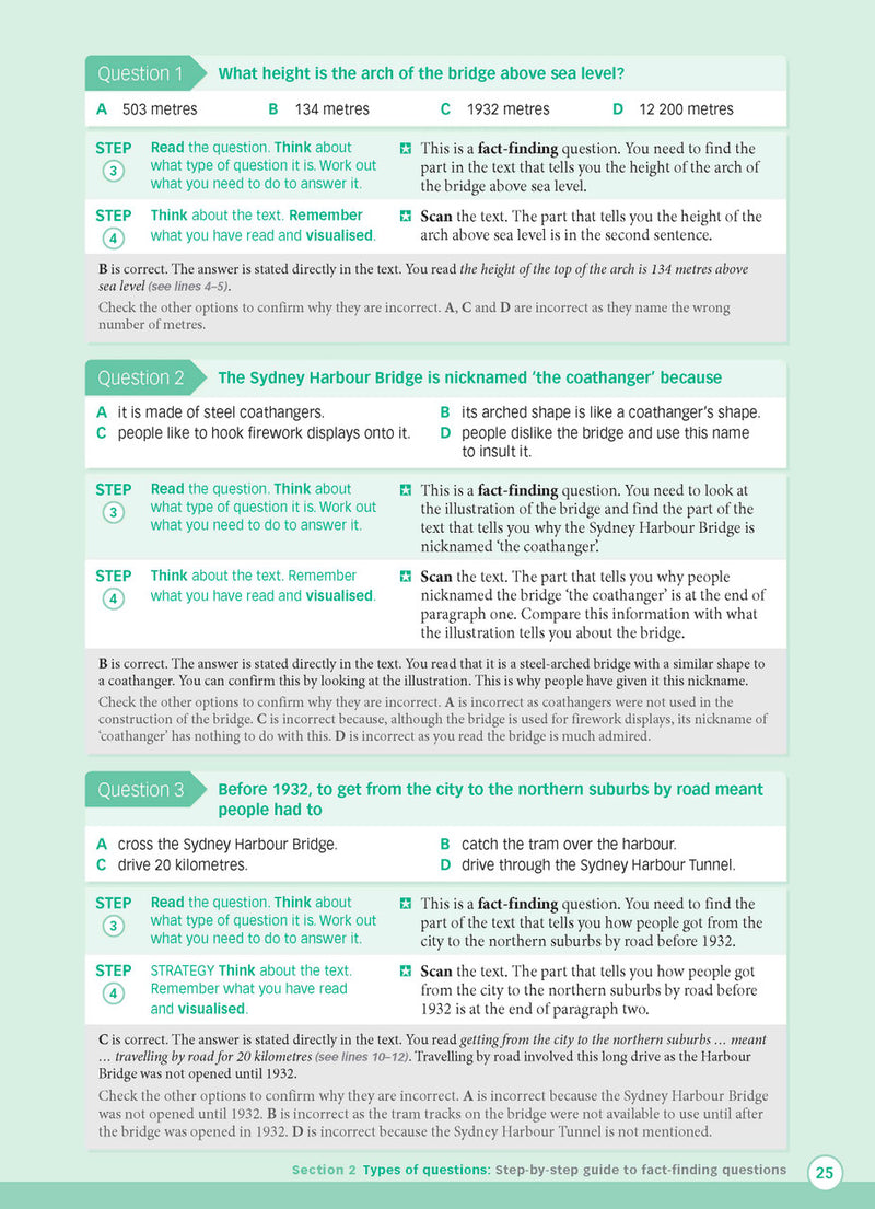 Sample interior page from Excel Advanced Skills Reading and Comprehension Workbook Year 3 showing practice activities and exercises for students