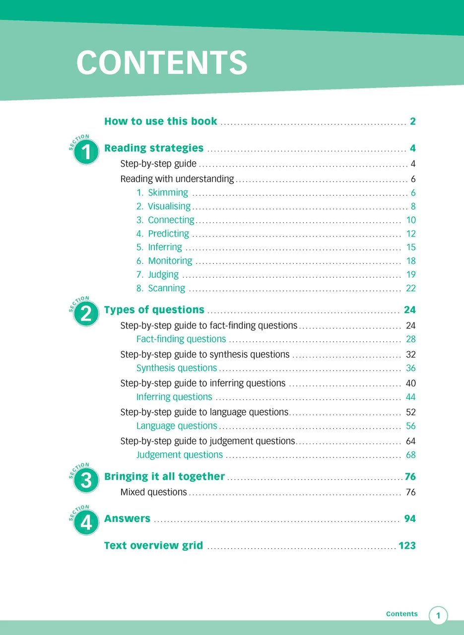 Sample interior page from Excel Advanced Skills Reading and Comprehension Workbook Year 4 showing practice activities and exercises for students