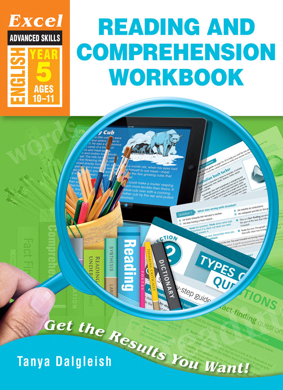Front cover of Excel Advanced Skills Reading and Comprehension Workbook Year 5, a Pascal Press Excel Advanced Skills paperback English workbook for primary students