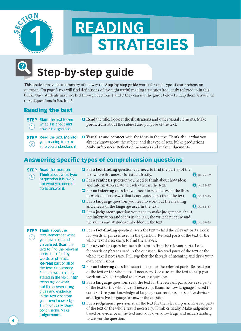 Sample interior page from Excel Advanced Skills Reading and Comprehension Workbook Year 5 showing practice activities and exercises for students