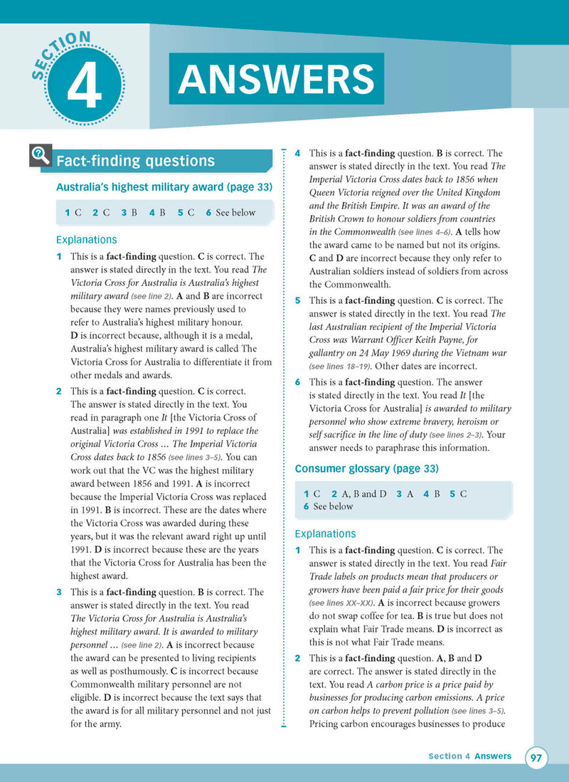 Sample interior page from Excel Advanced Skills Reading and Comprehension Workbook Year 6 showing practice activities and exercises for students