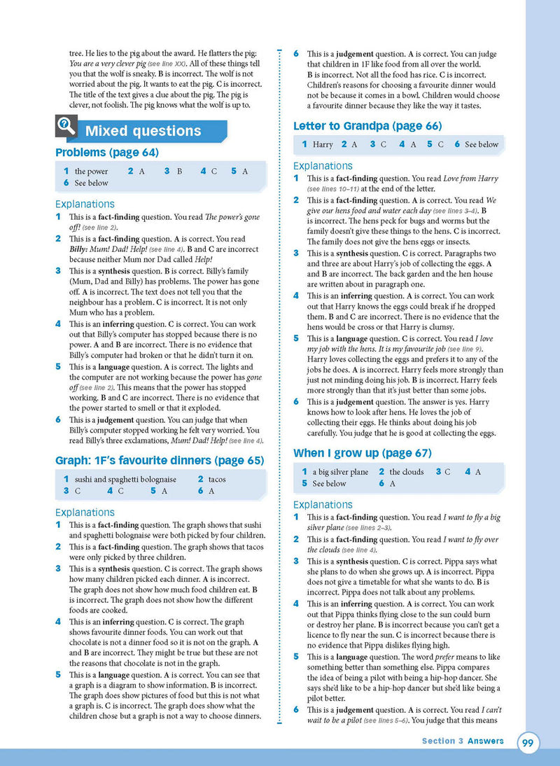 Sample interior page from Excel Advanced Skills Reading and Comprehension Workbook Year 1 showing practice activities and exercises for students