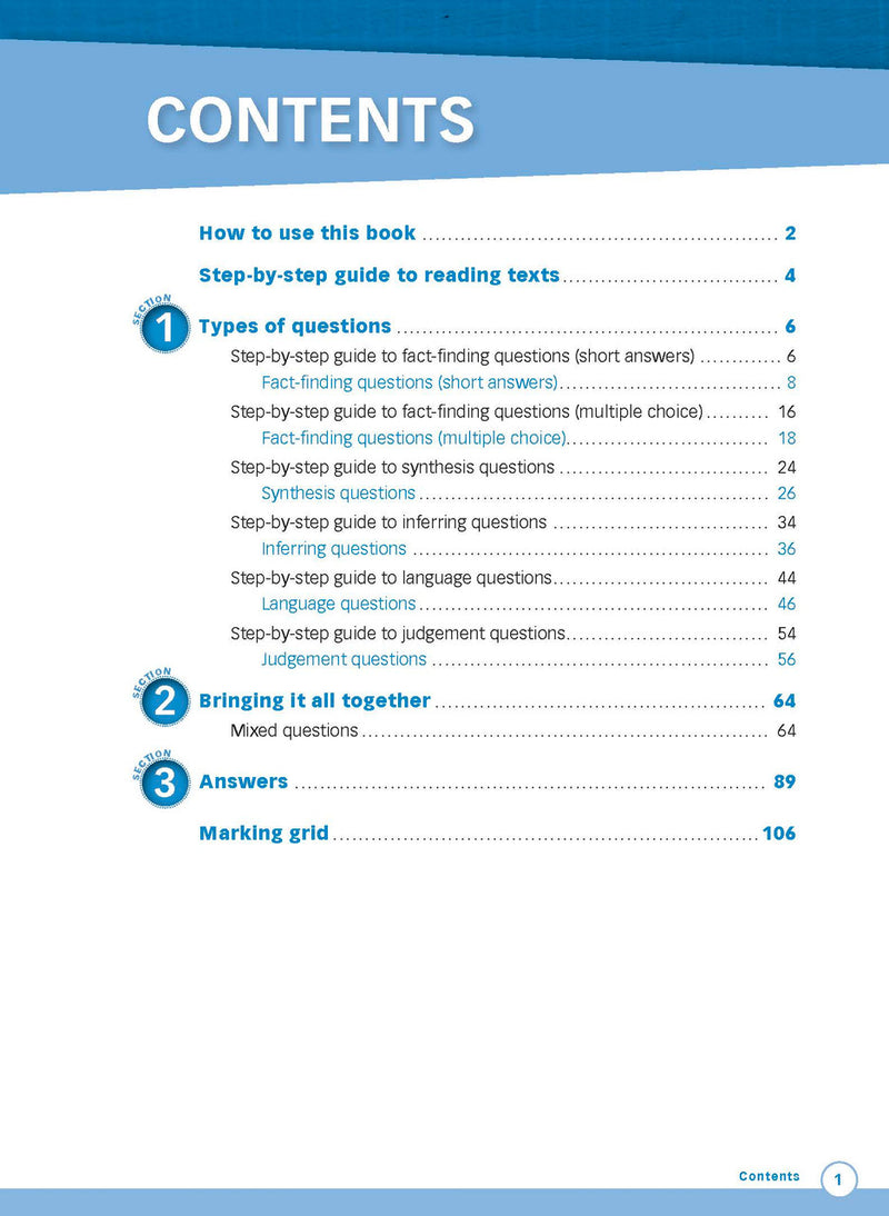 Sample interior page from Excel Advanced Skills Reading and Comprehension Workbook Year 1 showing practice activities and exercises for students