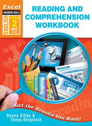 Front cover of Excel Advanced Skills Reading and Comprehension Workbook Year 2, a Pascal Press Excel Advanced Skills paperback English workbook for primary students