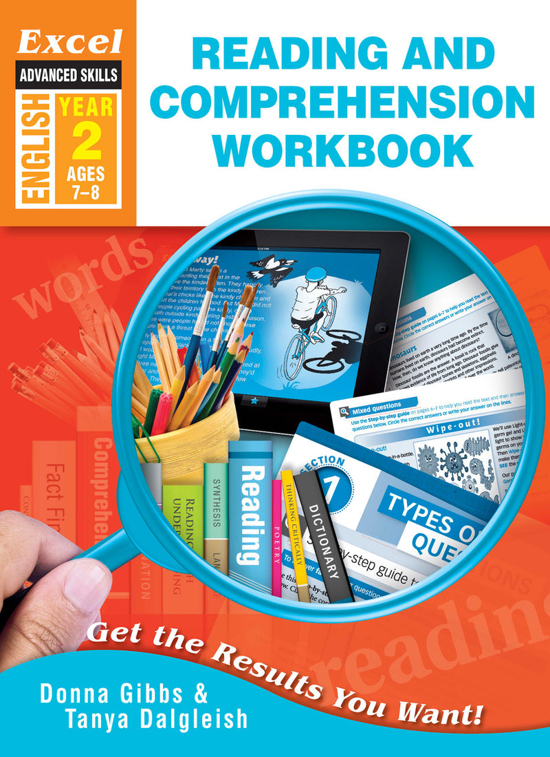 Front cover of Excel Advanced Skills Reading and Comprehension Workbook Year 2, a Pascal Press Excel Advanced Skills paperback English workbook for primary students